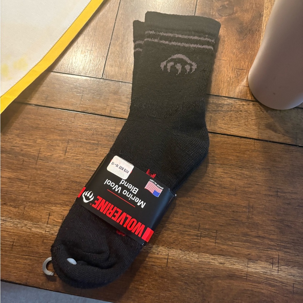 Wolverine Black Merino Wool Crew Socks